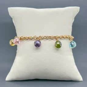 Estate SS YGP Multigemstone Briolette Bracelet