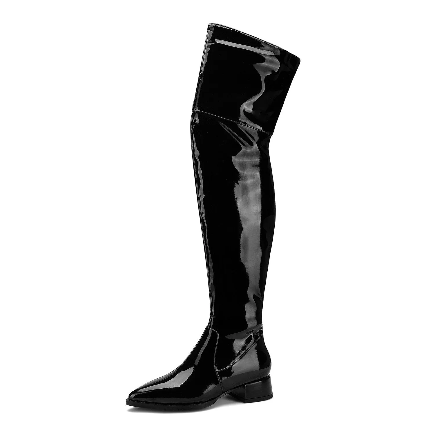 Fashion Patent Leather Elastic Boots