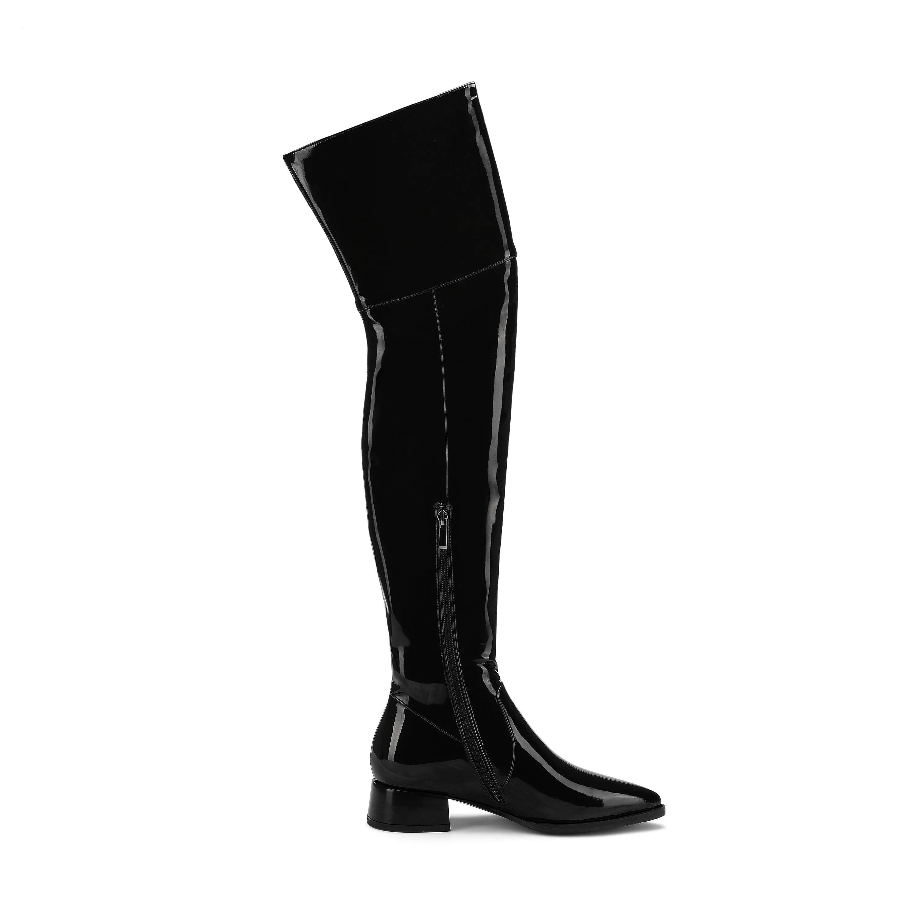 Fashion Patent Leather Elastic Boots