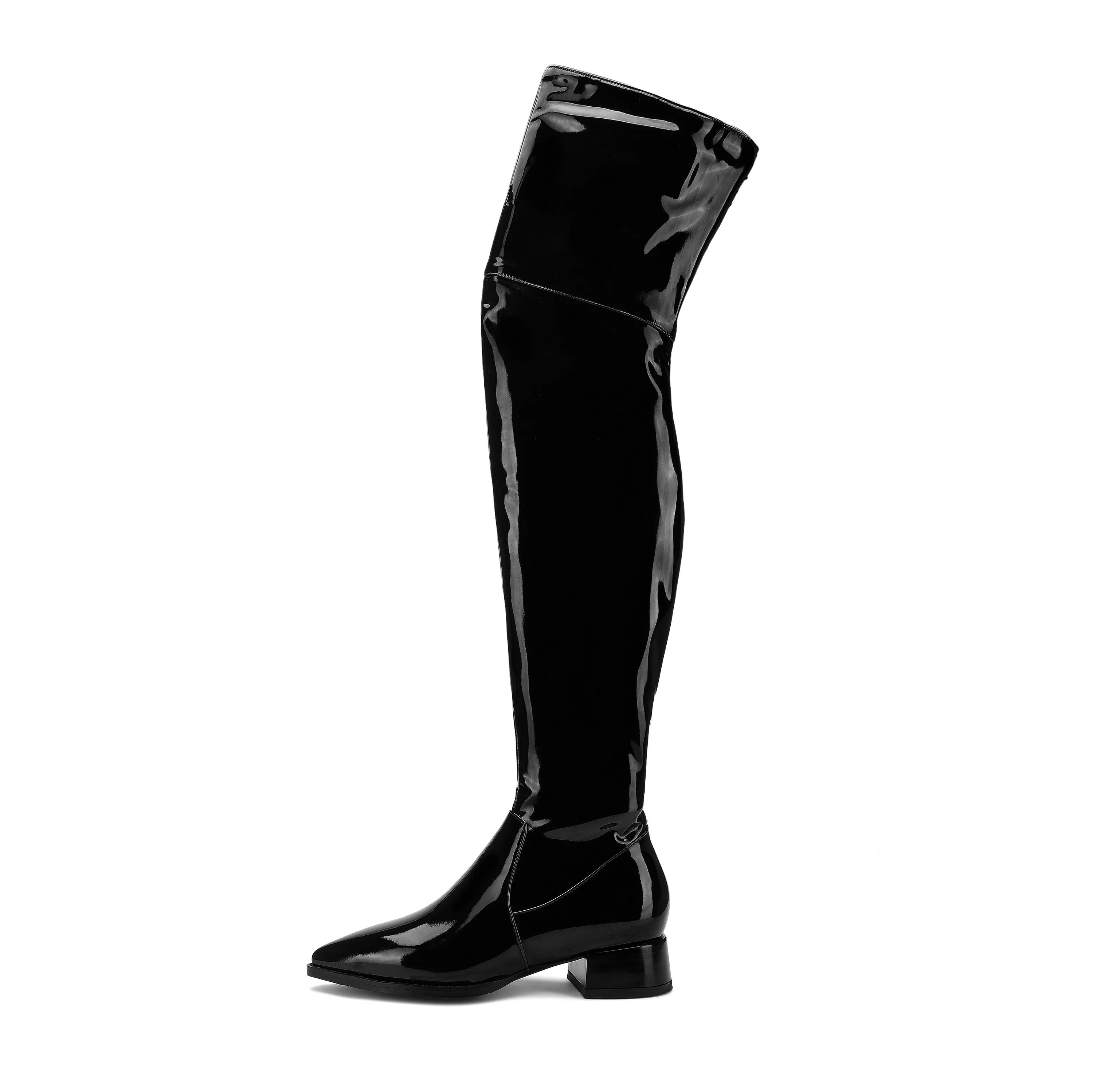 Fashion Patent Leather Elastic Boots