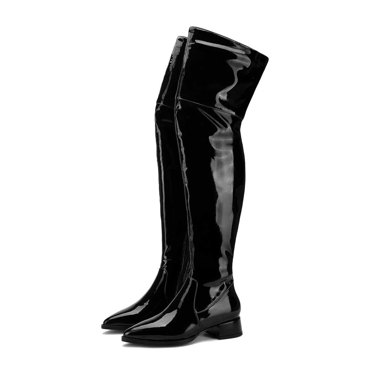 Fashion Patent Leather Elastic Boots