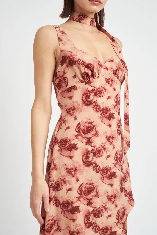 FLORAL ASYMMETRICAL MAXI DRESS