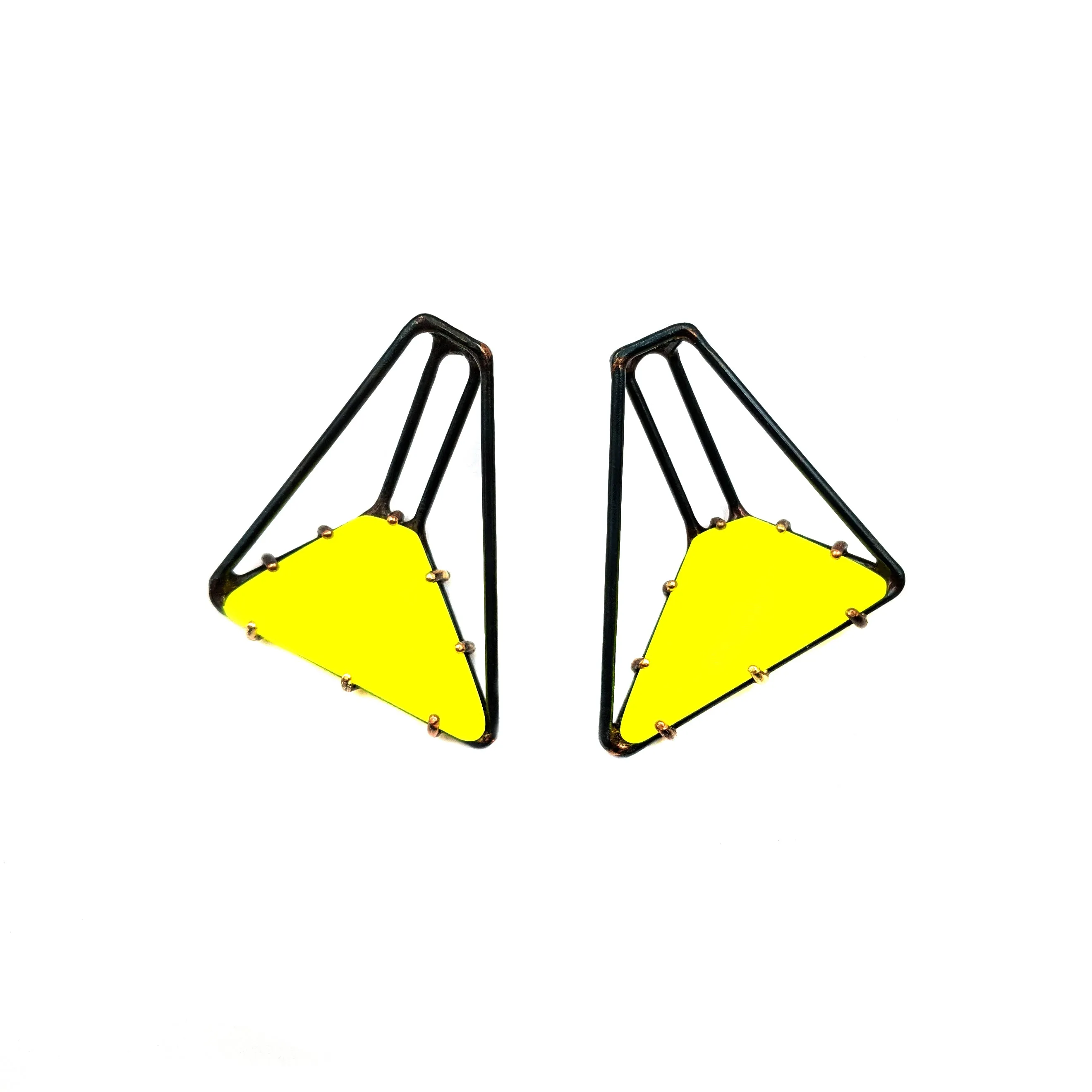 Foundation Trapezoid Vinyl Earrings, Small, Neon Yellow