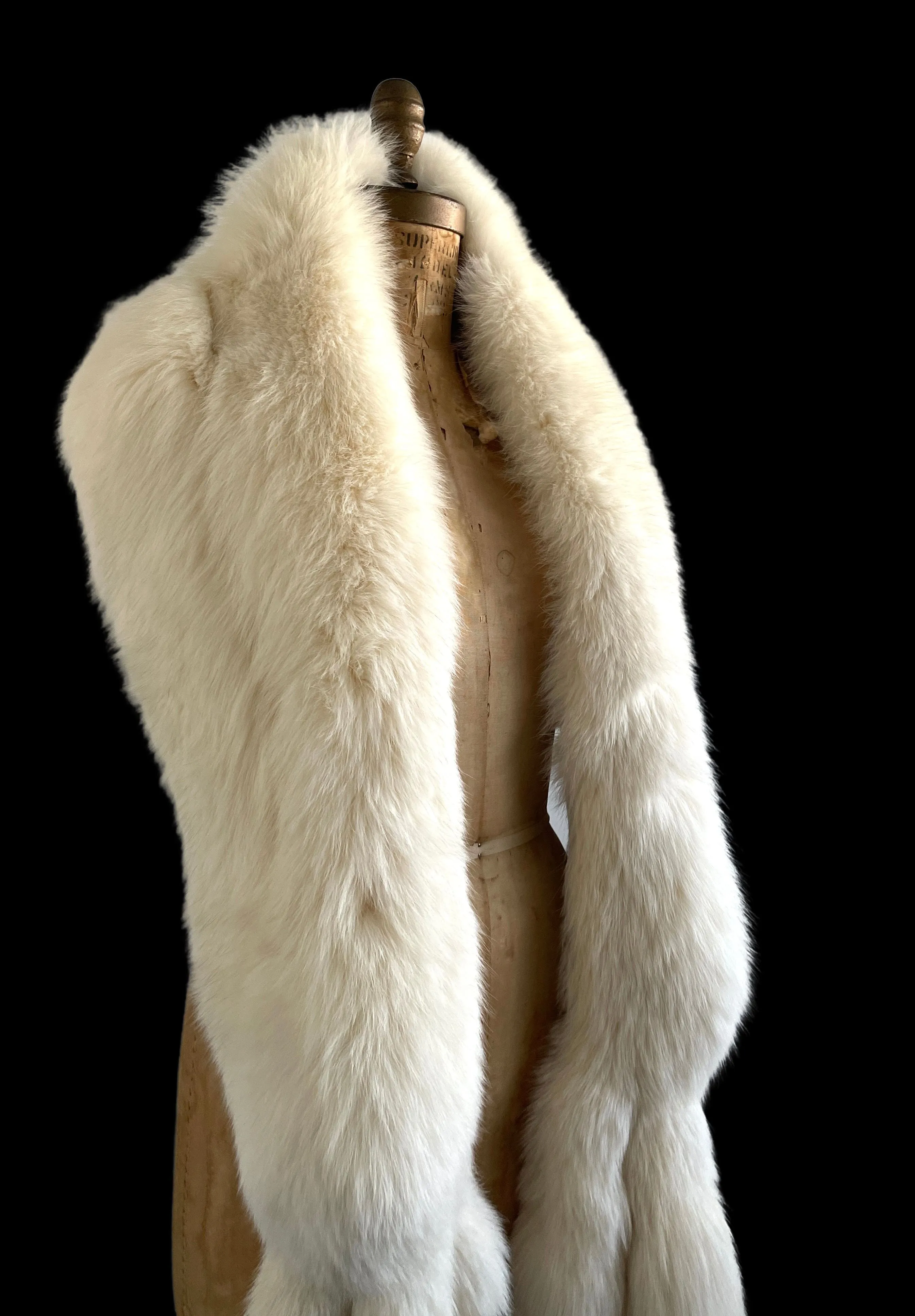 FOXY LADY 50s Arctic Fox Long Wrap with Fringe