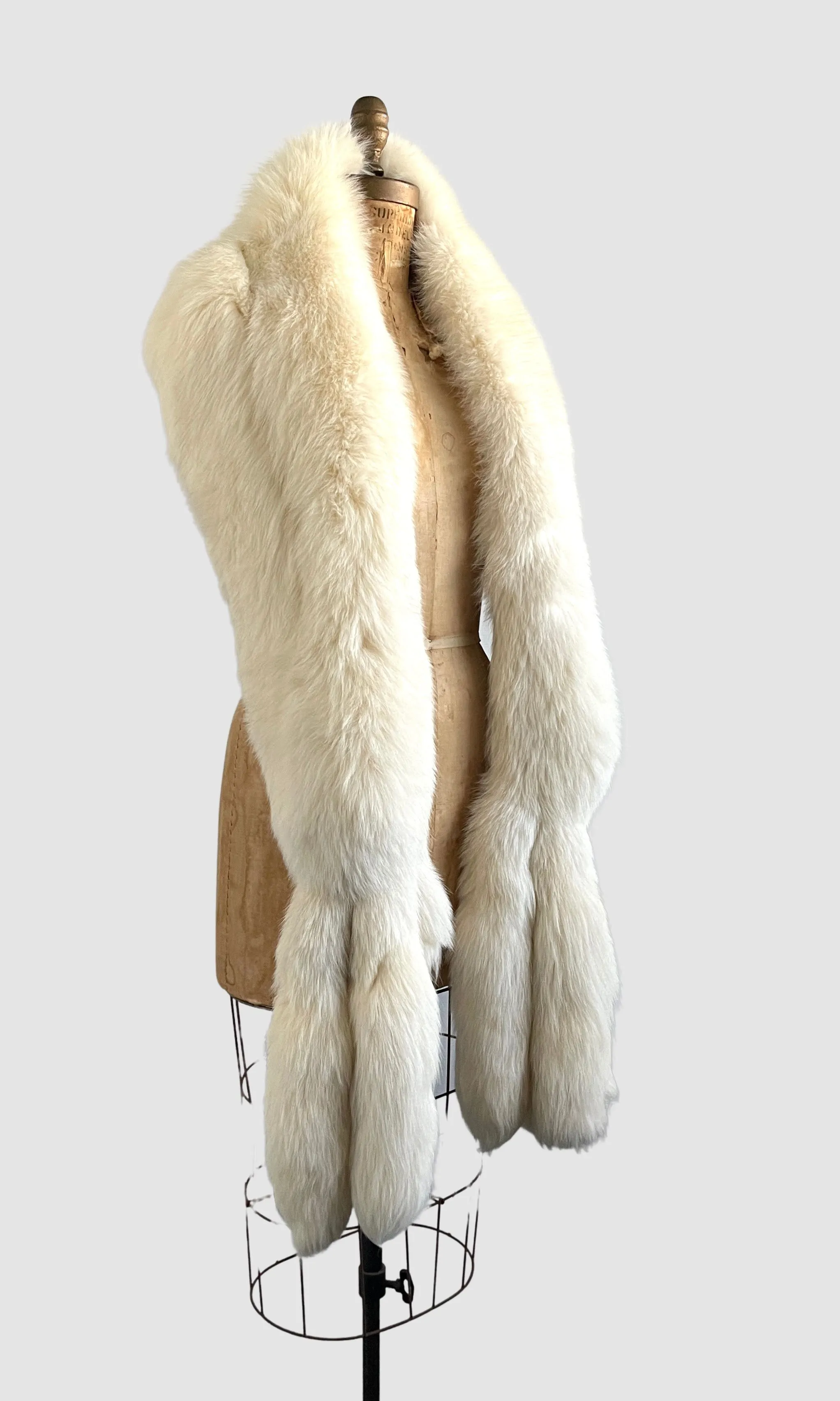 FOXY LADY 50s Arctic Fox Long Wrap with Fringe