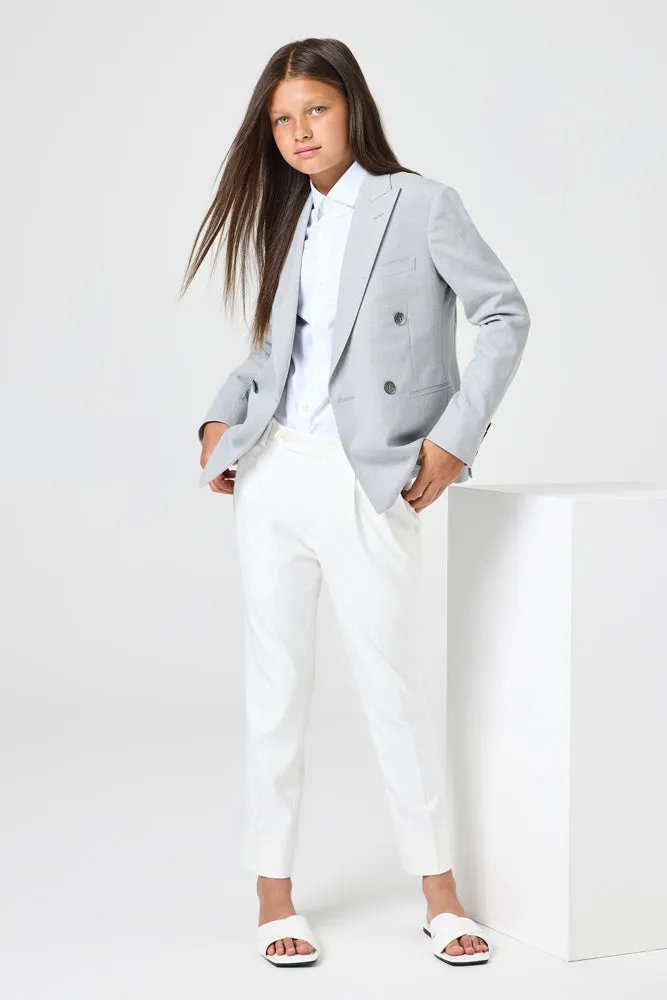 Frankie Double Breasted Blazer - Grey Stretch