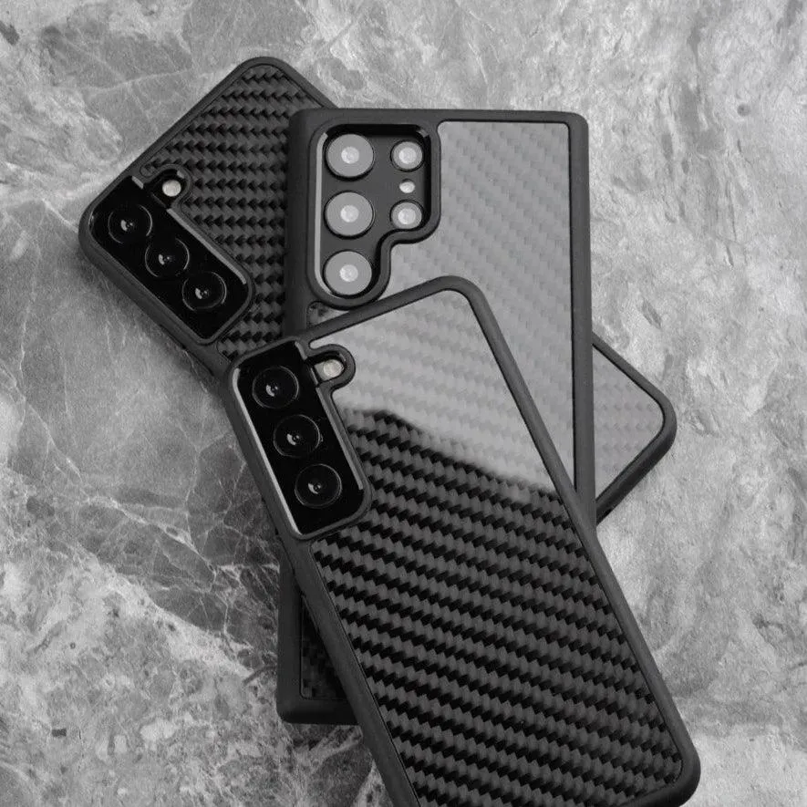 Galaxy S22 Ultra Cute Phone Case: Real Carbon Fiber, Business Cover