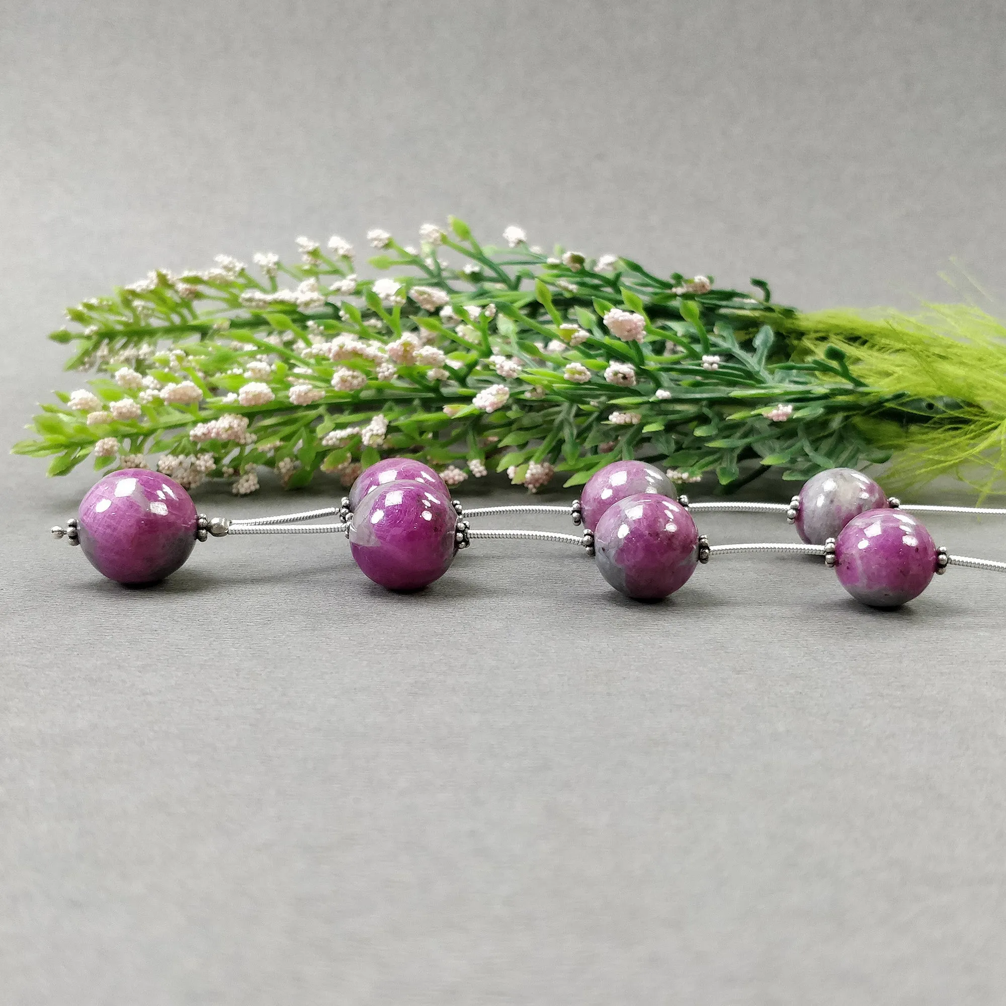 Global RUBY Gemstone Loose Beads : 174.30cts Natural Untreated Unheated Bi-Color Zoisite Ruby Balls 12.5mm - 15mm