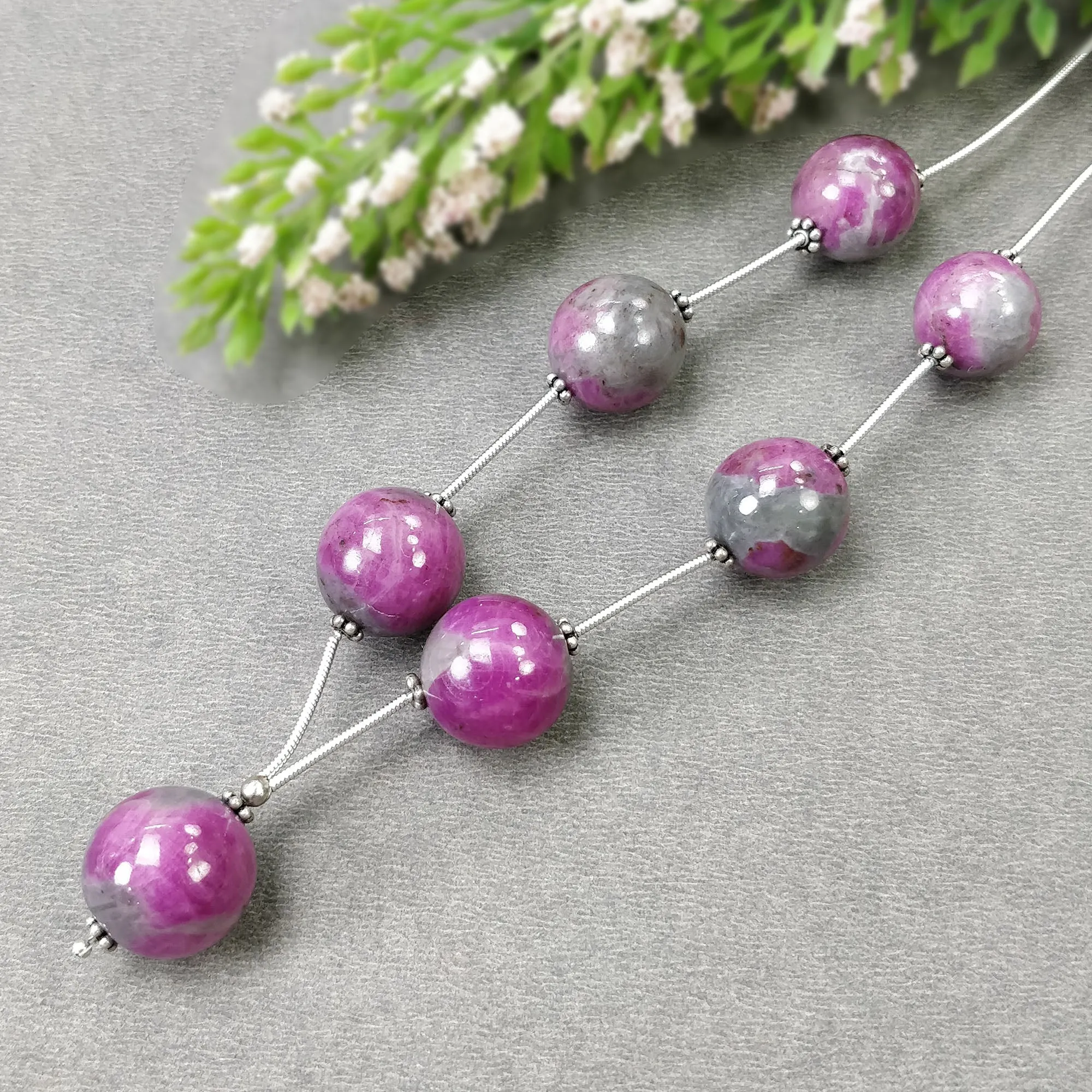 Global RUBY Gemstone Loose Beads : 174.30cts Natural Untreated Unheated Bi-Color Zoisite Ruby Balls 12.5mm - 15mm