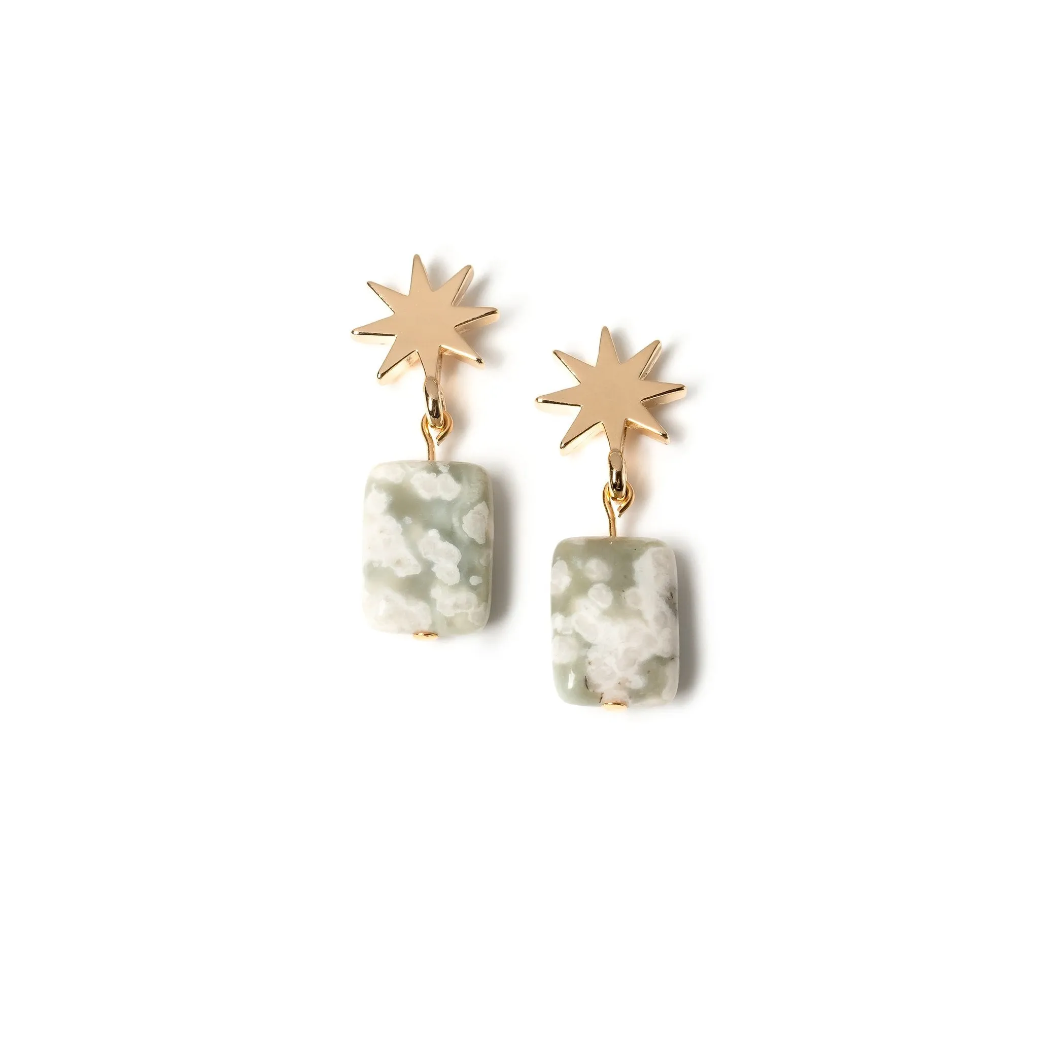 gold star   peace jasper earrings