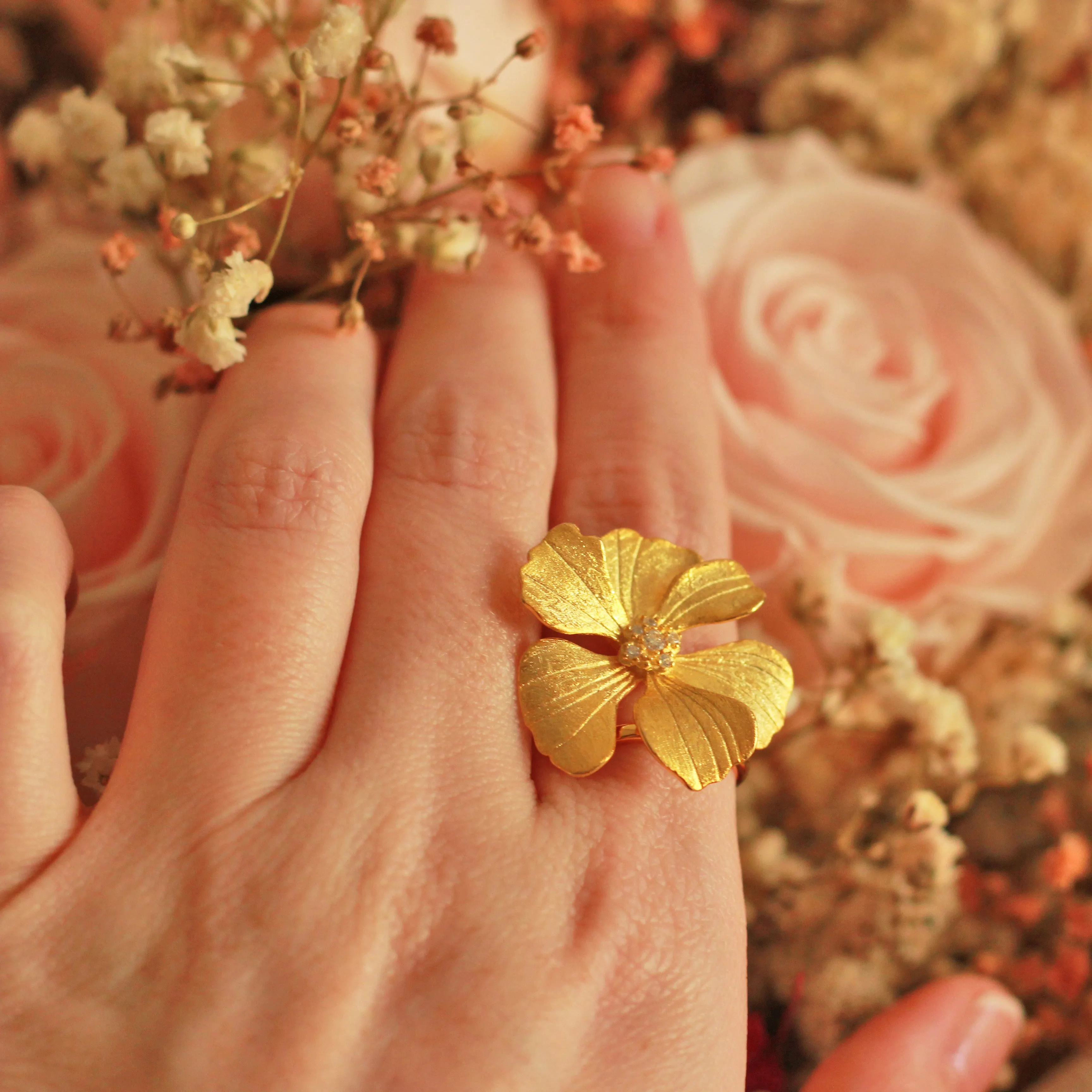 Golden Peony Ring