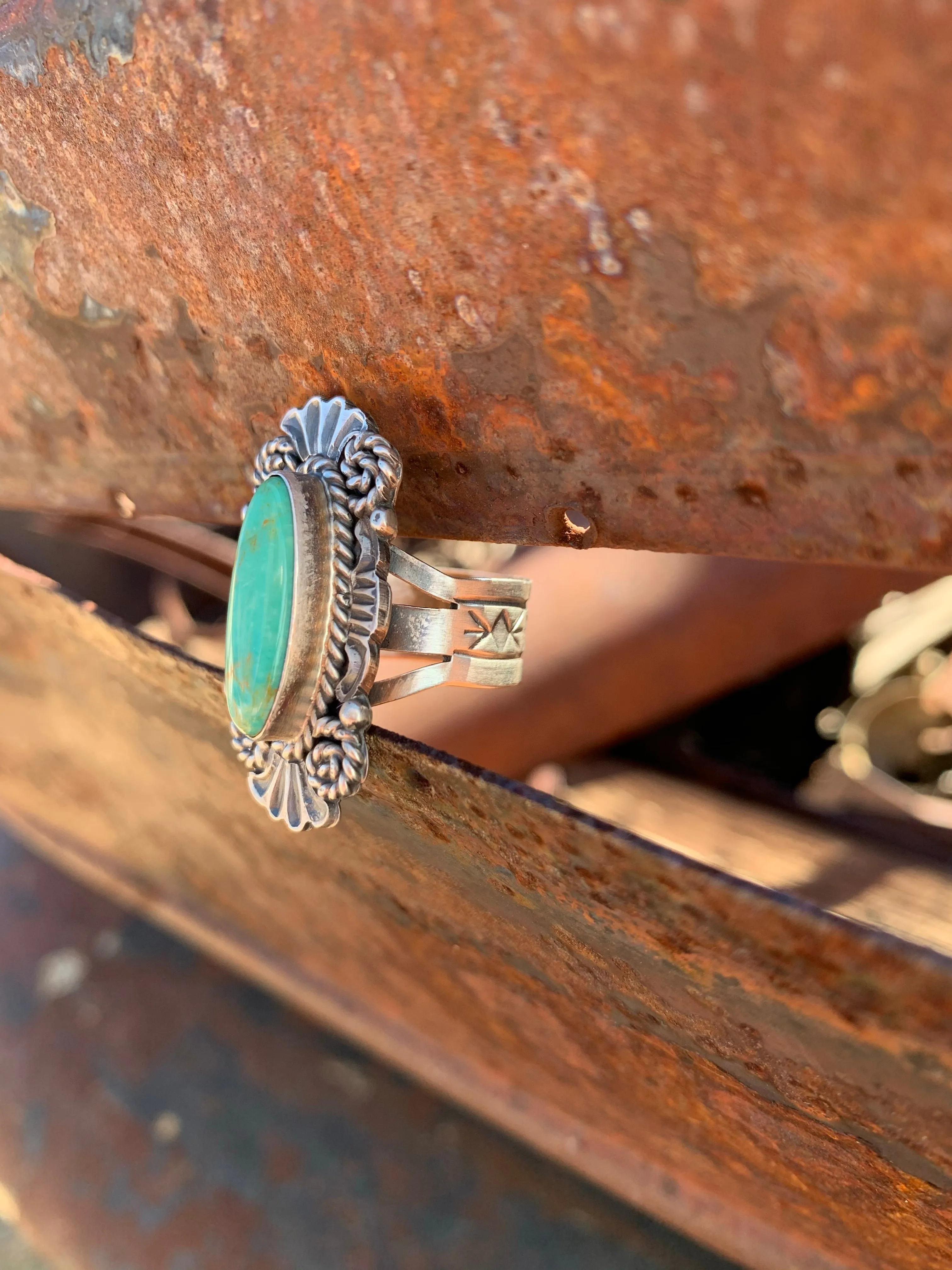 Green Kingman Turquoise ring size 9