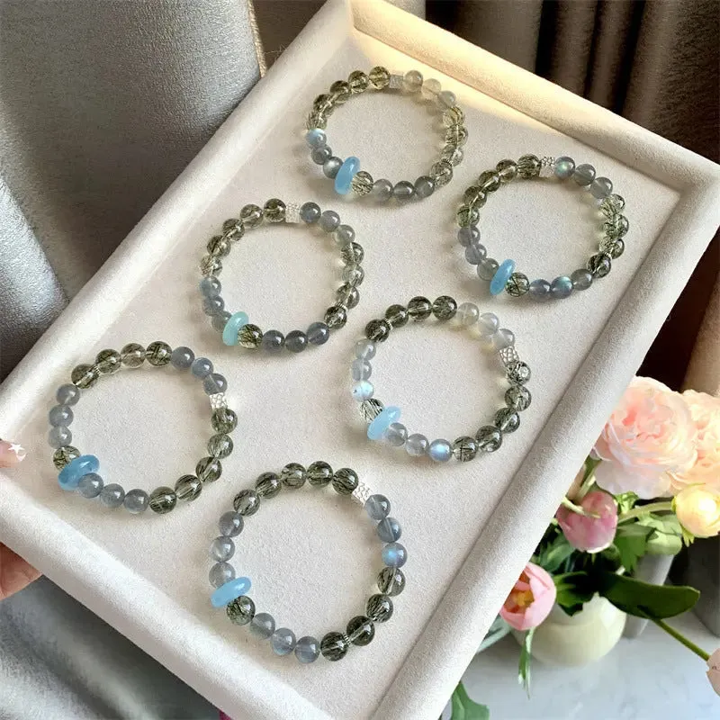 Green Tourmaline Aquamarine Moonstone Bracelet