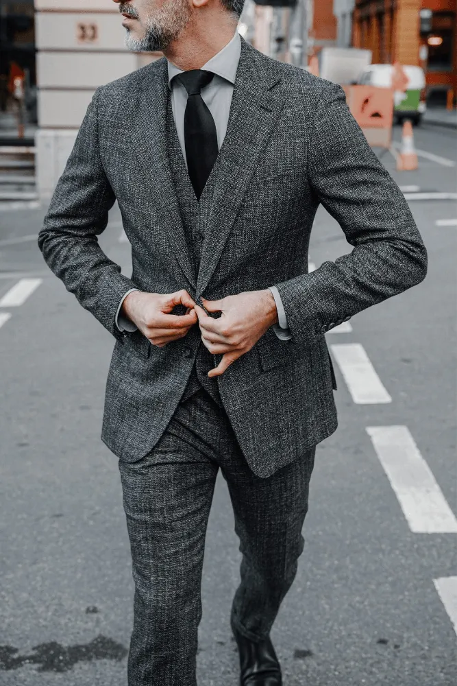 Greyson Suit - Black White Tweed