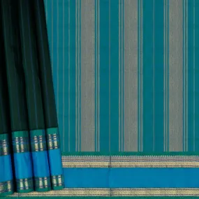 Handwoven Green with Blue Kanjivaram Silk Saree - 1911T007500DSC