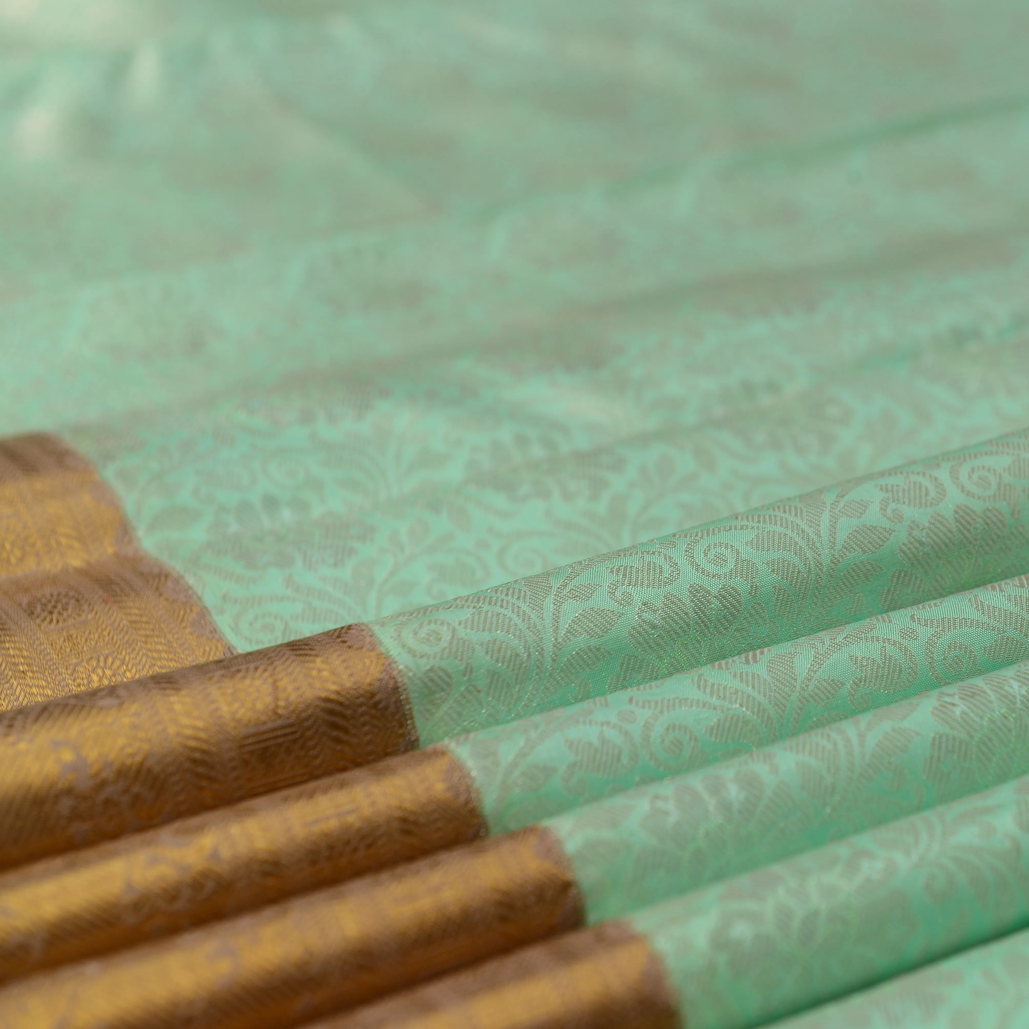 Handwoven Green with Brown Kanjivaram Silk Saree - 272N014076DSJ