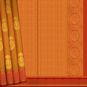 Handwoven Mustard with Orange Kanjivaram Silk Saree - 2013T009622DSC