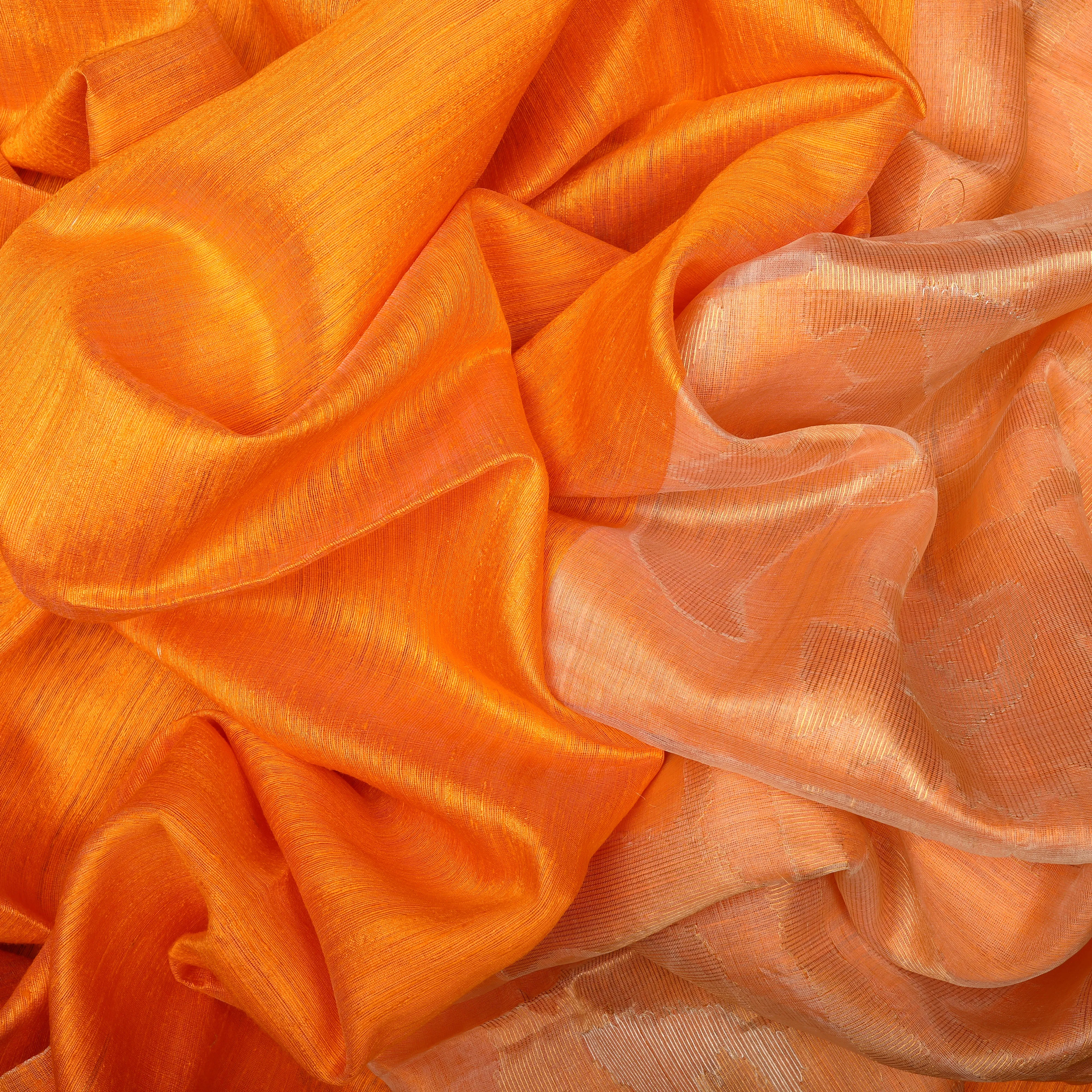 Handwoven Orange with Beige Matka Silk Saree -793T001053DSC