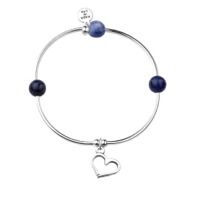 Heart | Soft Bangle Charm Bracelet | Sodalite