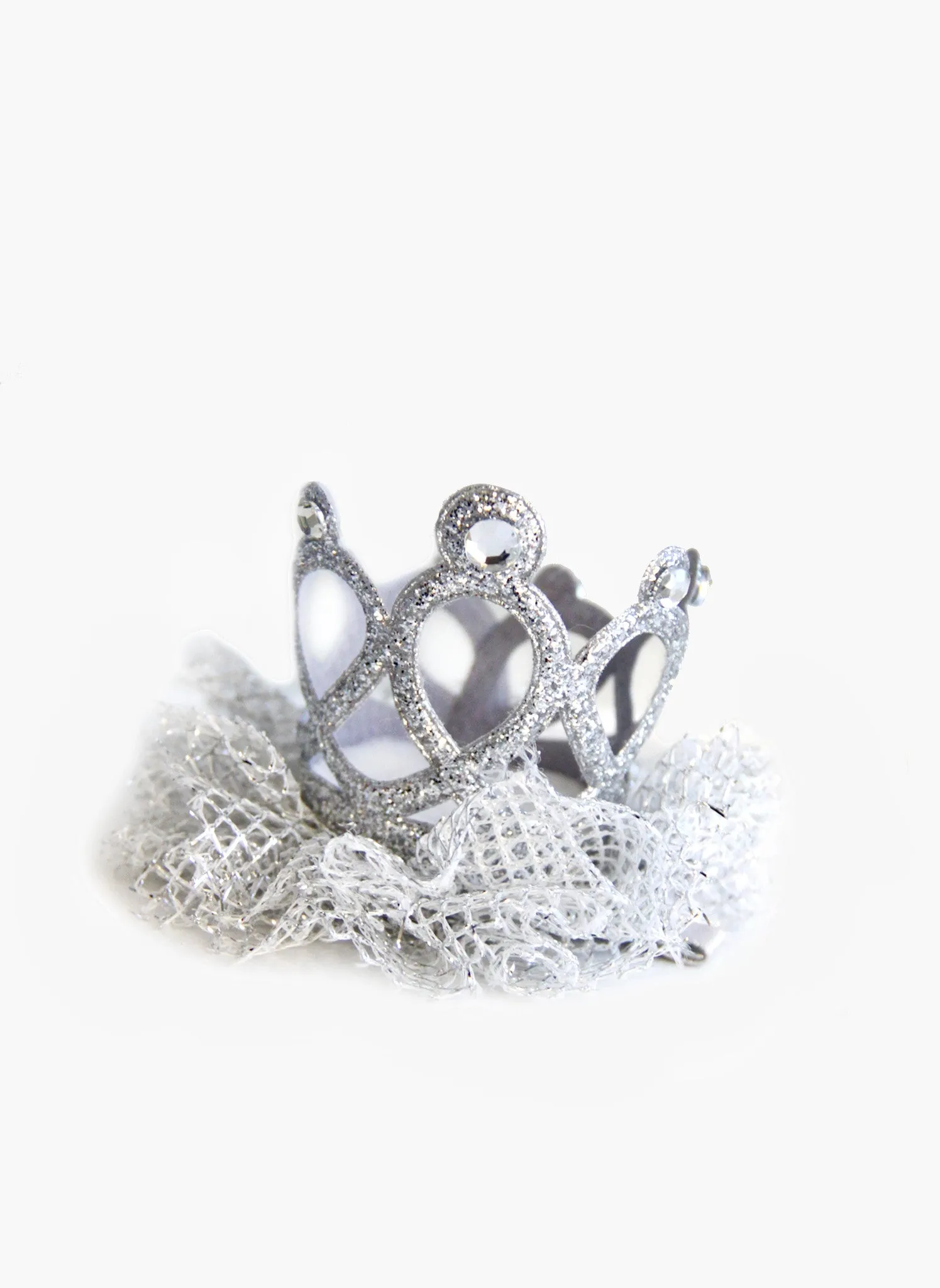 Hello Alyss Jewel Princess Crown Hair Clip - Silver