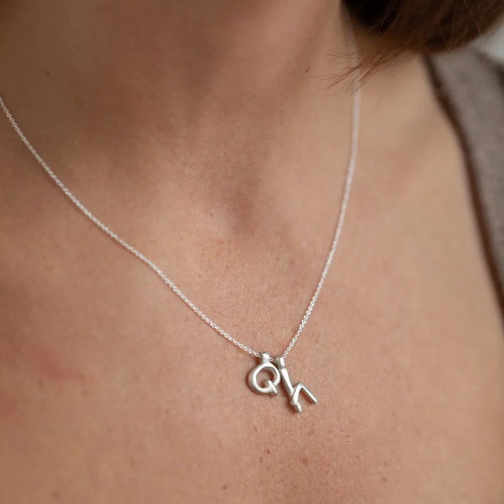 h- handwritten letter necklace