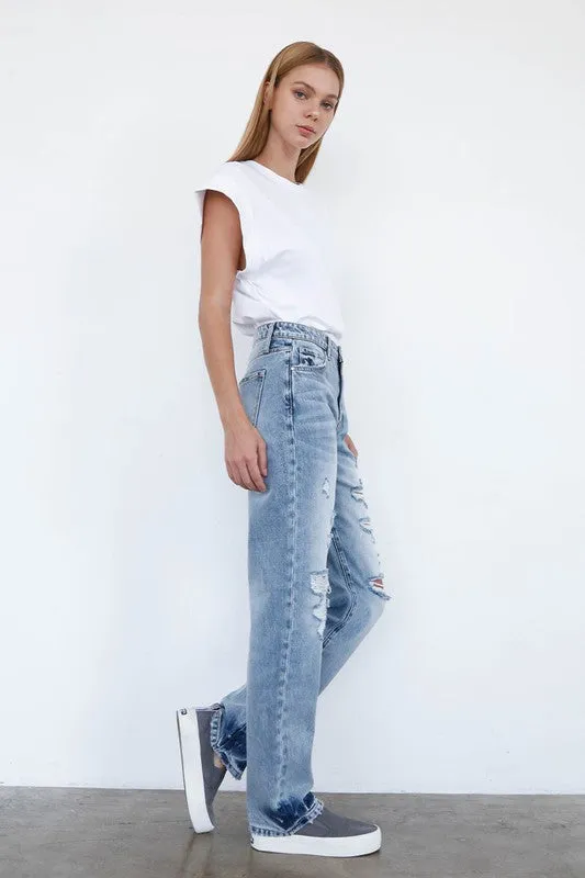 HIGH WAISTED LOOSE STRAIGHT JEANS