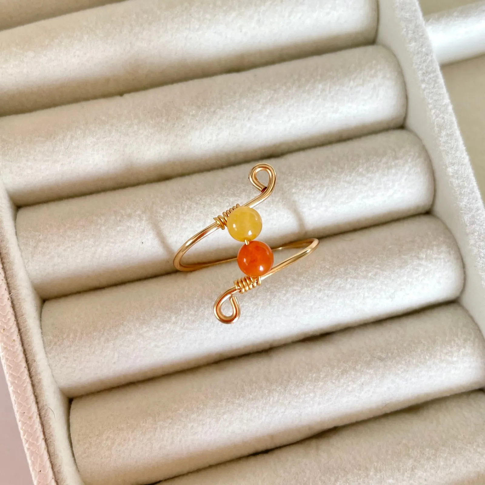 Honey Jade Swirled Wire Ring