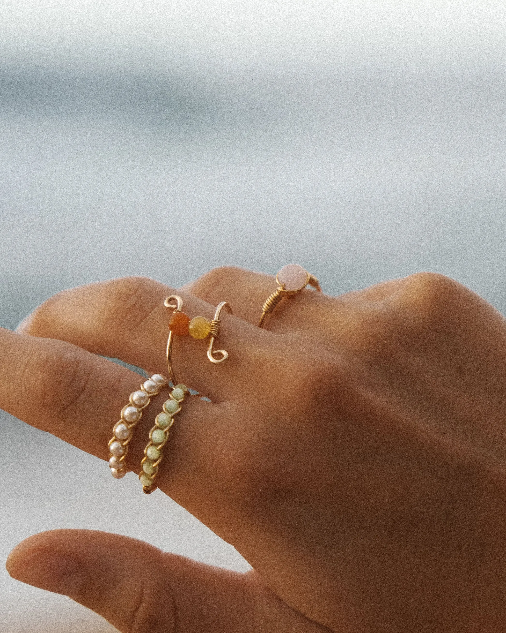 Honey Jade Swirled Wire Ring