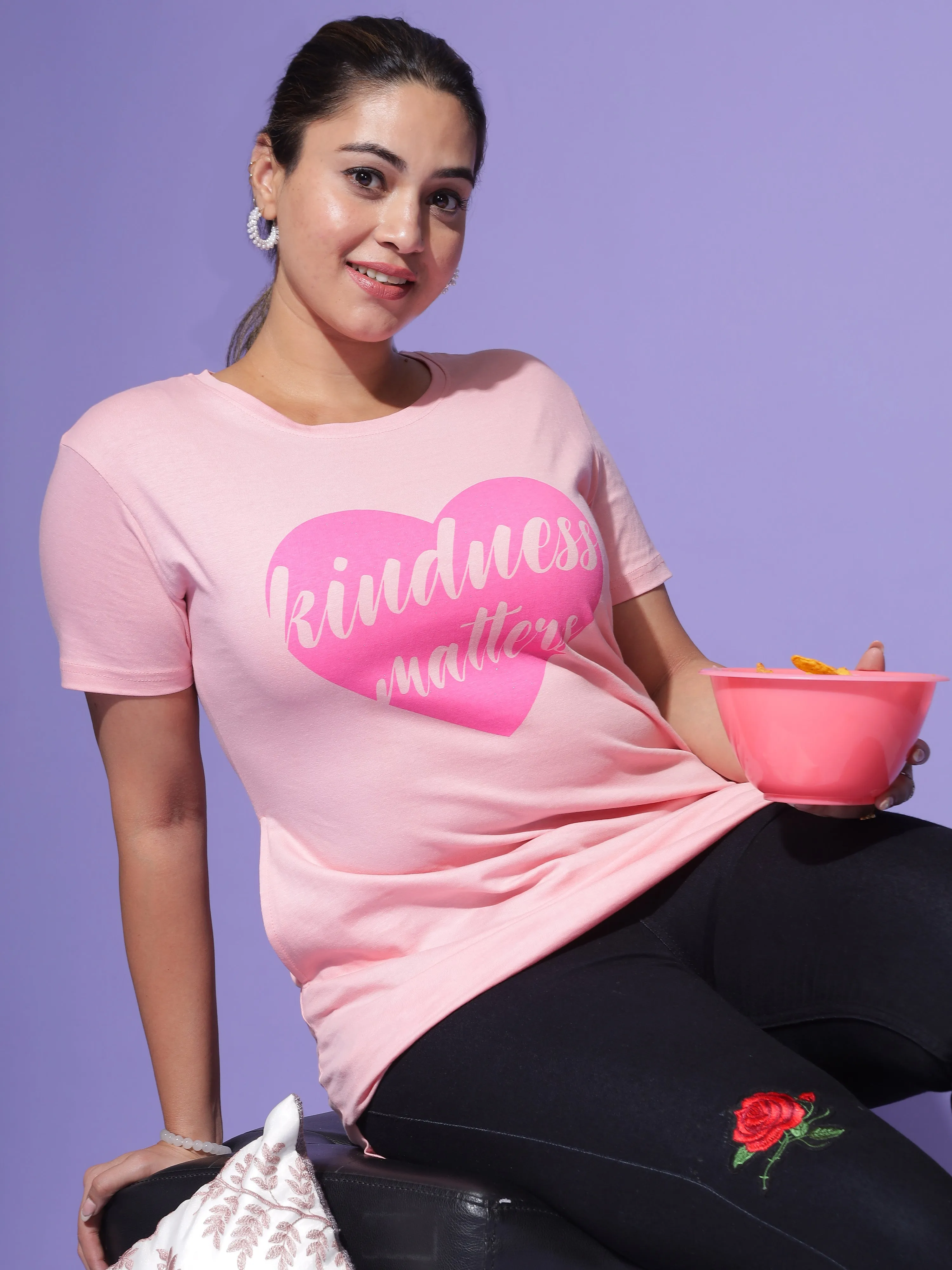 Hosiery Cotton T-shirt with Pockets Baby Pink