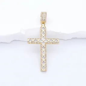 Iced Out Cross Pendant - Gold