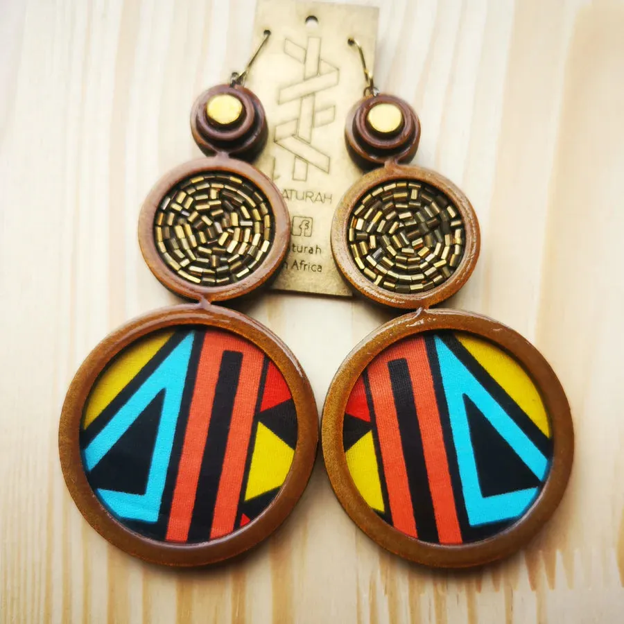 INKATURAH I Be Lady Geometric African Print Earrings