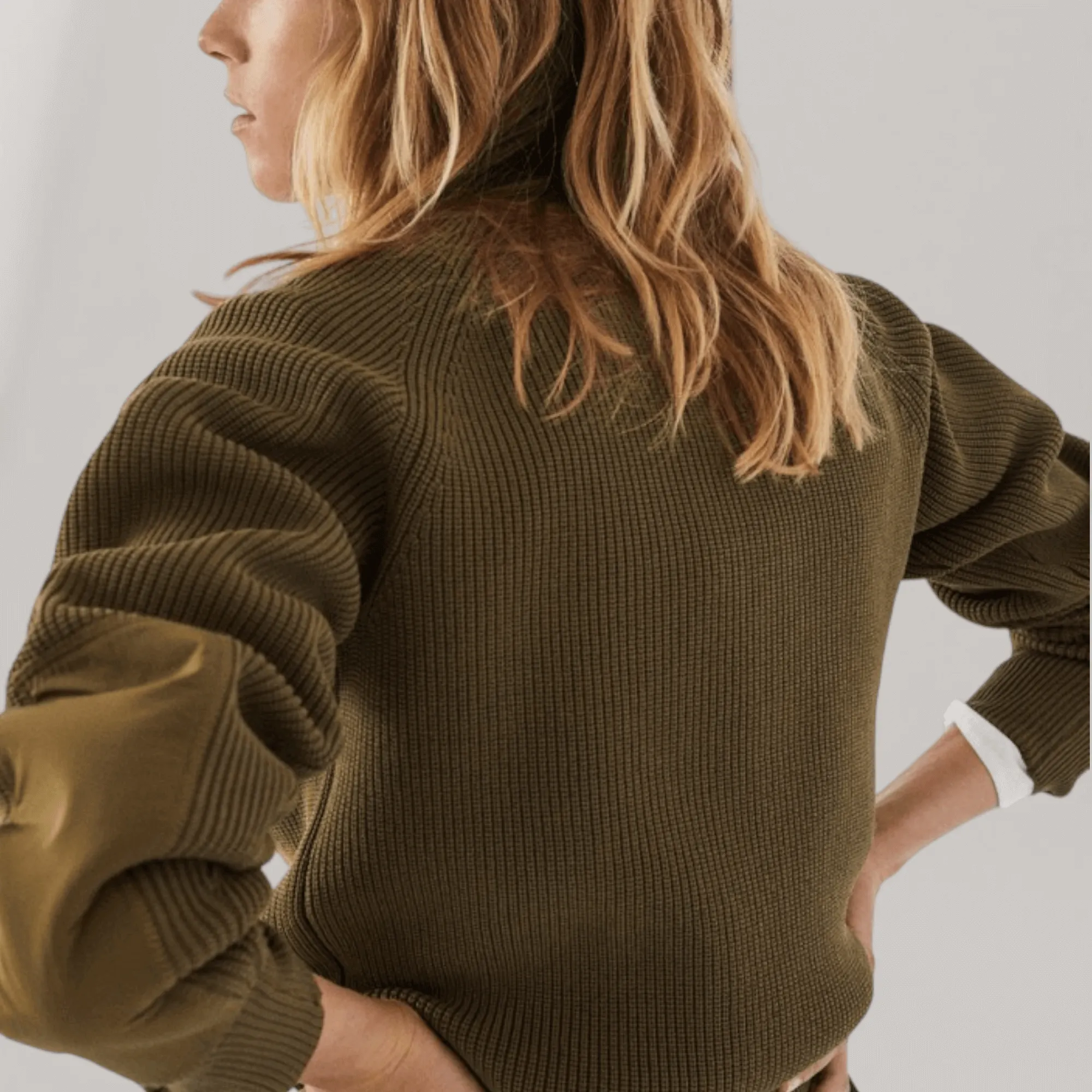 Inma Mock-Neck Knit Sweater - Olive | Women's