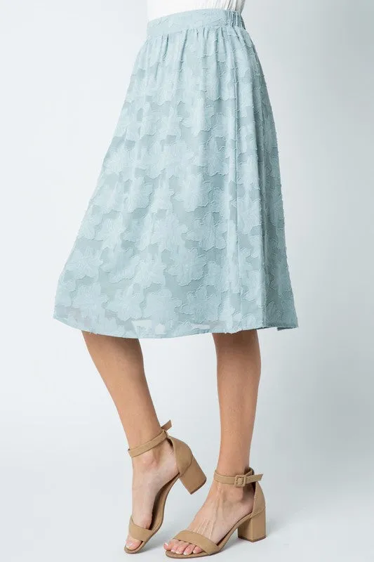 Iris Floral Skirt in Light Blue