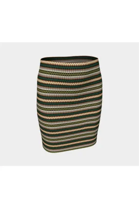 Jagged Striped Fitted Skirt