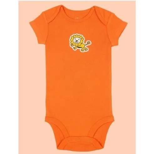 Kaarpas 100% Premium Organic Cotton 2 Piece Lion & Paws Print Bodysuit Onesie & Pant Set Orange With Grey & Yellow (KAON1011) (Certified ORGANIC) - 1 Pc (12 To 18 Months)