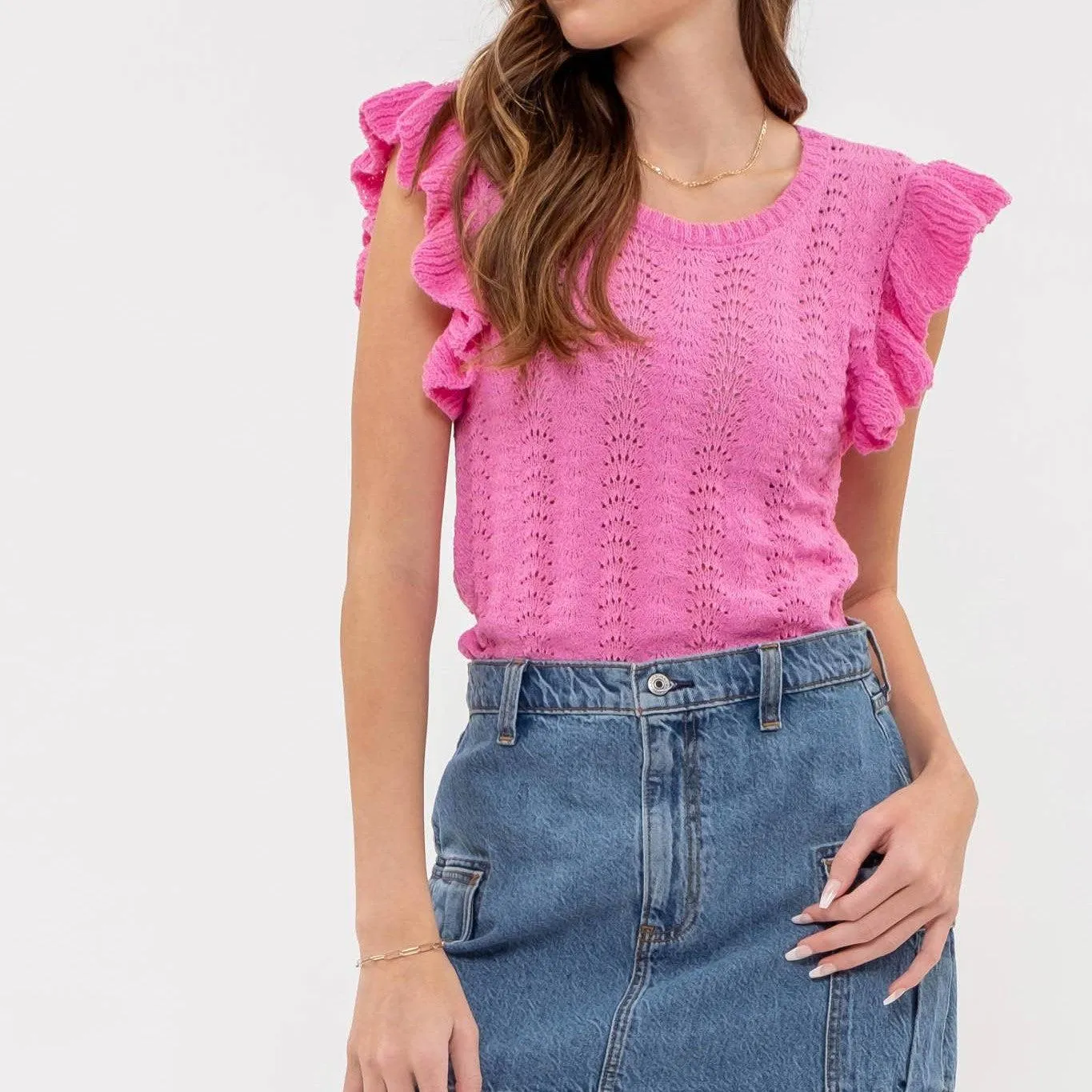 Katie Eyelet Sweater Top