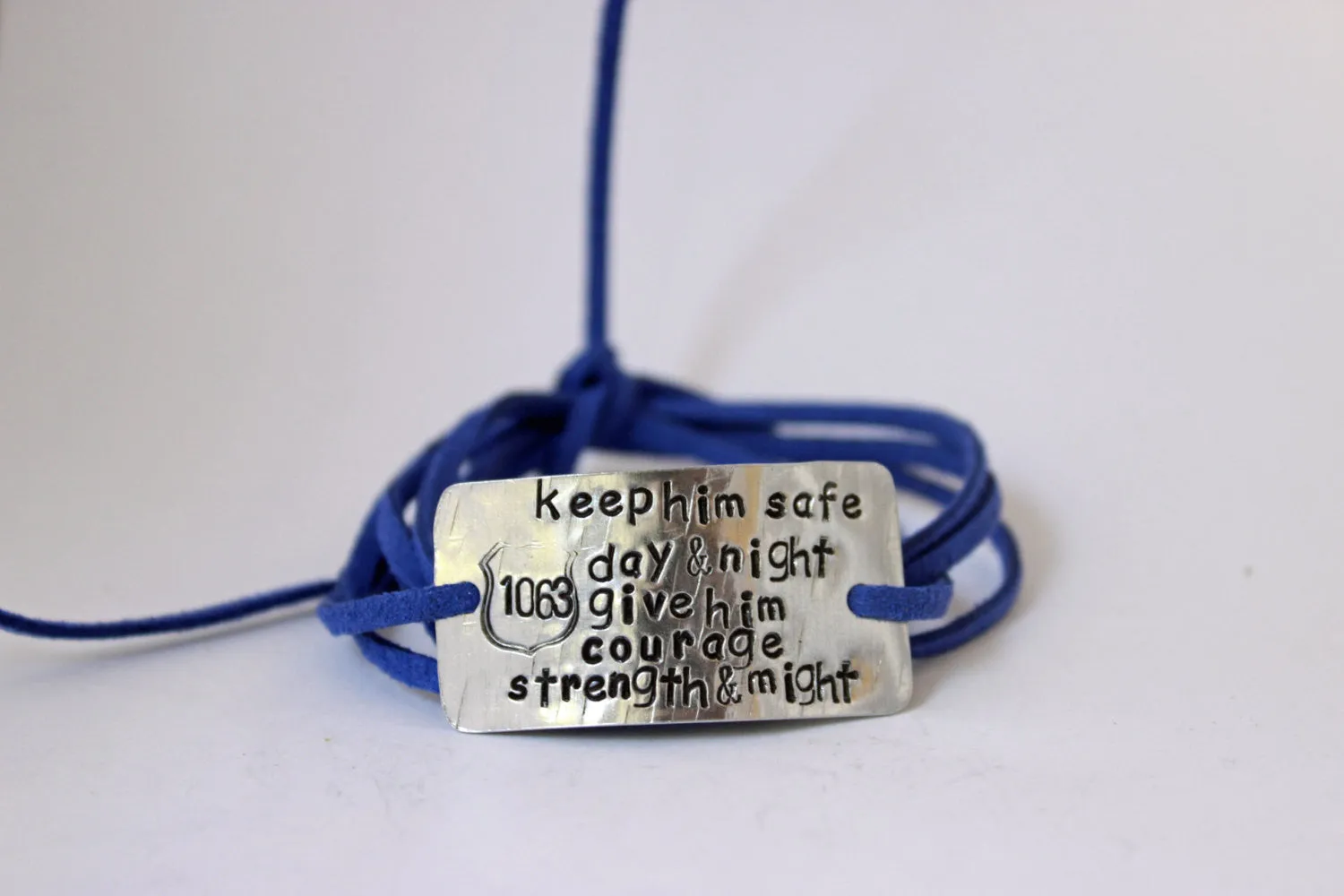 Keep Him Safe Day & Night, Police Wife Wrap Bracelet