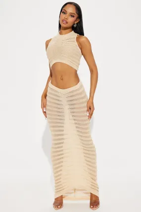 Key West Sheer Maxi Skirt Set - Taupe