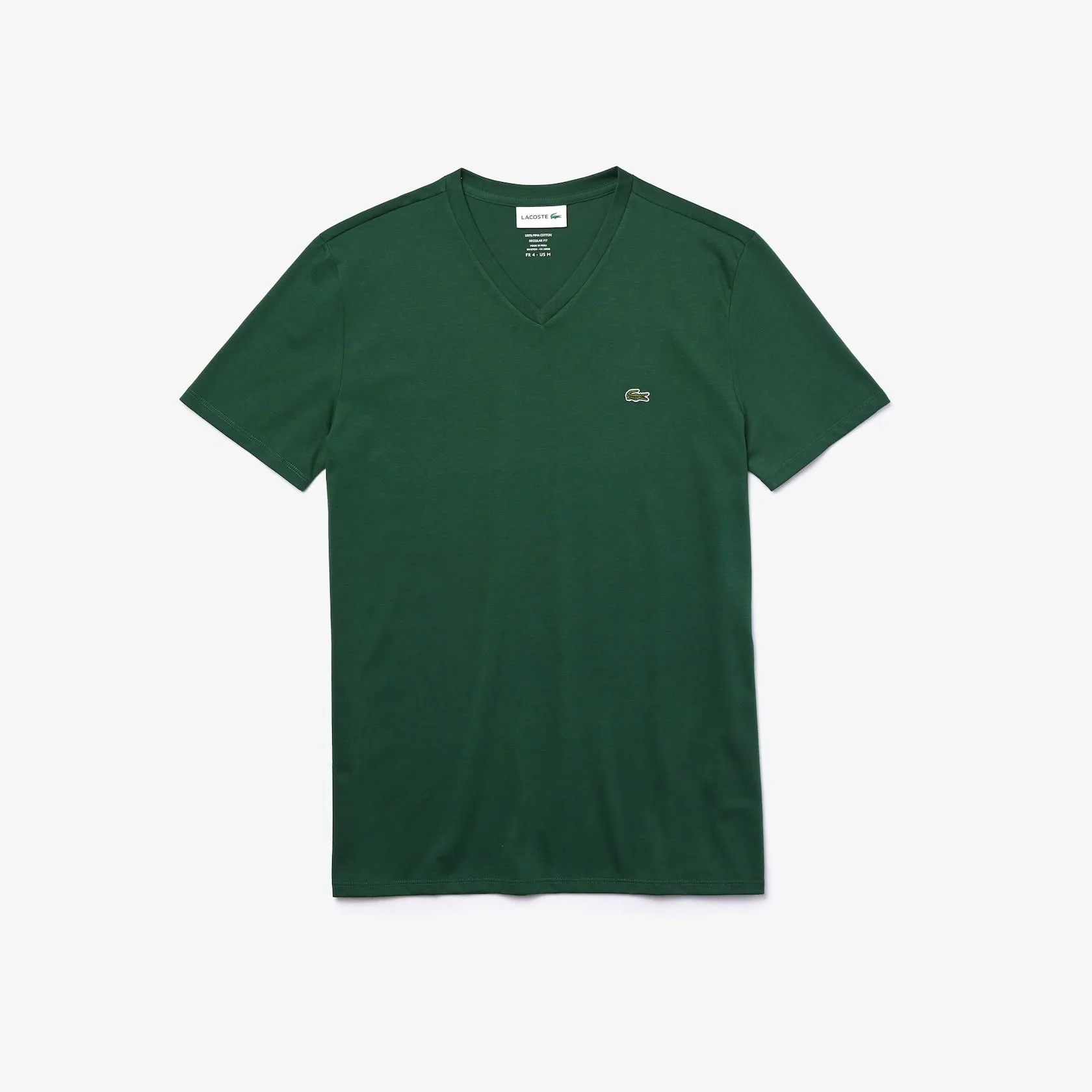 Lacoste V-Neck Pima Cotton Tee In Green