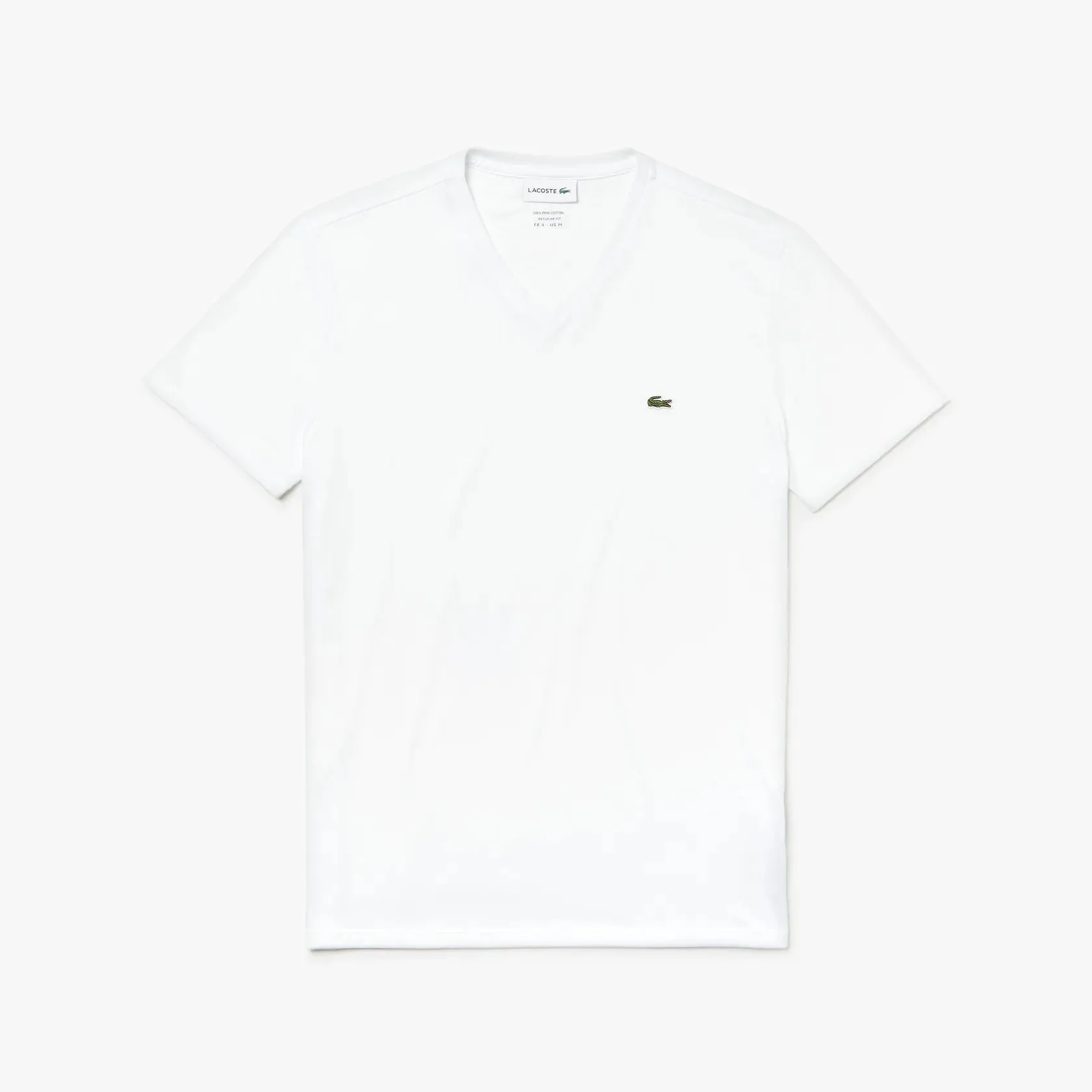 Lacoste V-Neck Pima Cotton Tee In White