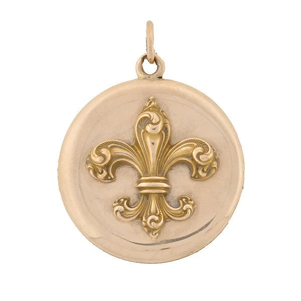 Late Victorian 14kt Gold Fleur de Lys Locket