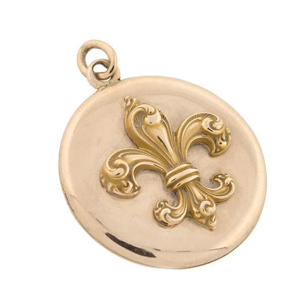 Late Victorian 14kt Gold Fleur de Lys Locket