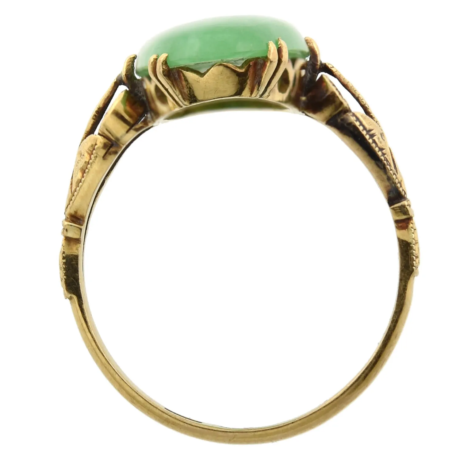 Late Victorian 18kt Large Jade Navette Ring