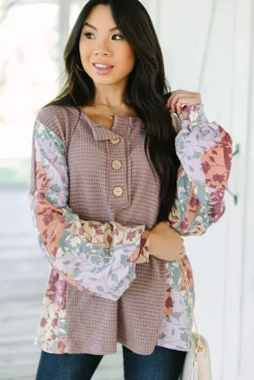 Let's Begin Mauve Pink Floral Sleeve Top