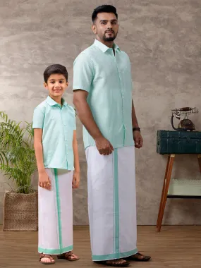 Like Father Like Son Half Sleeves Combo Set Pista Green C83