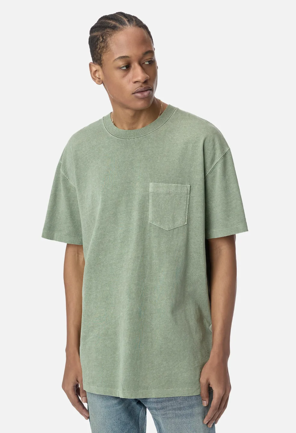 Loose Stitch Pocket Tee / Washed Olive