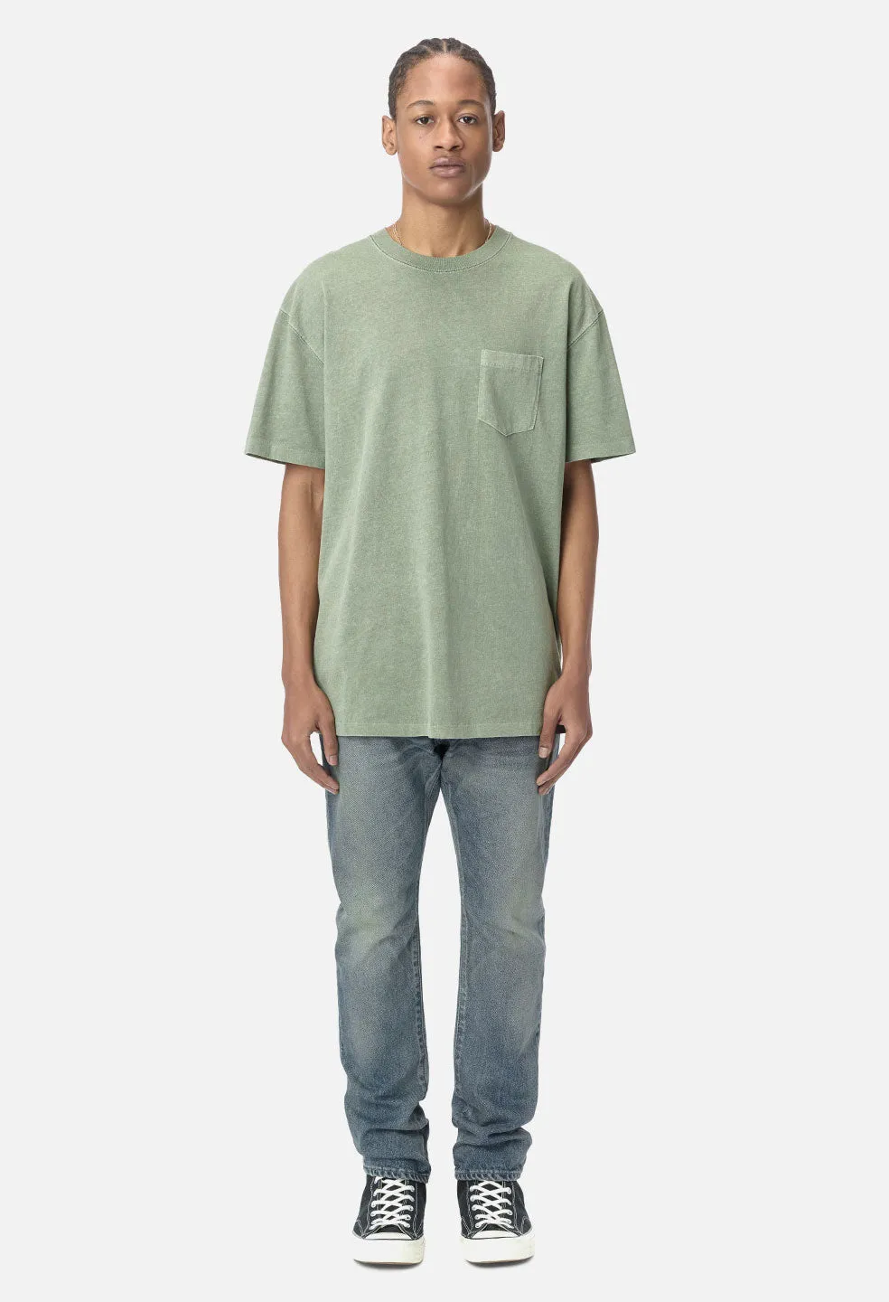 Loose Stitch Pocket Tee / Washed Olive