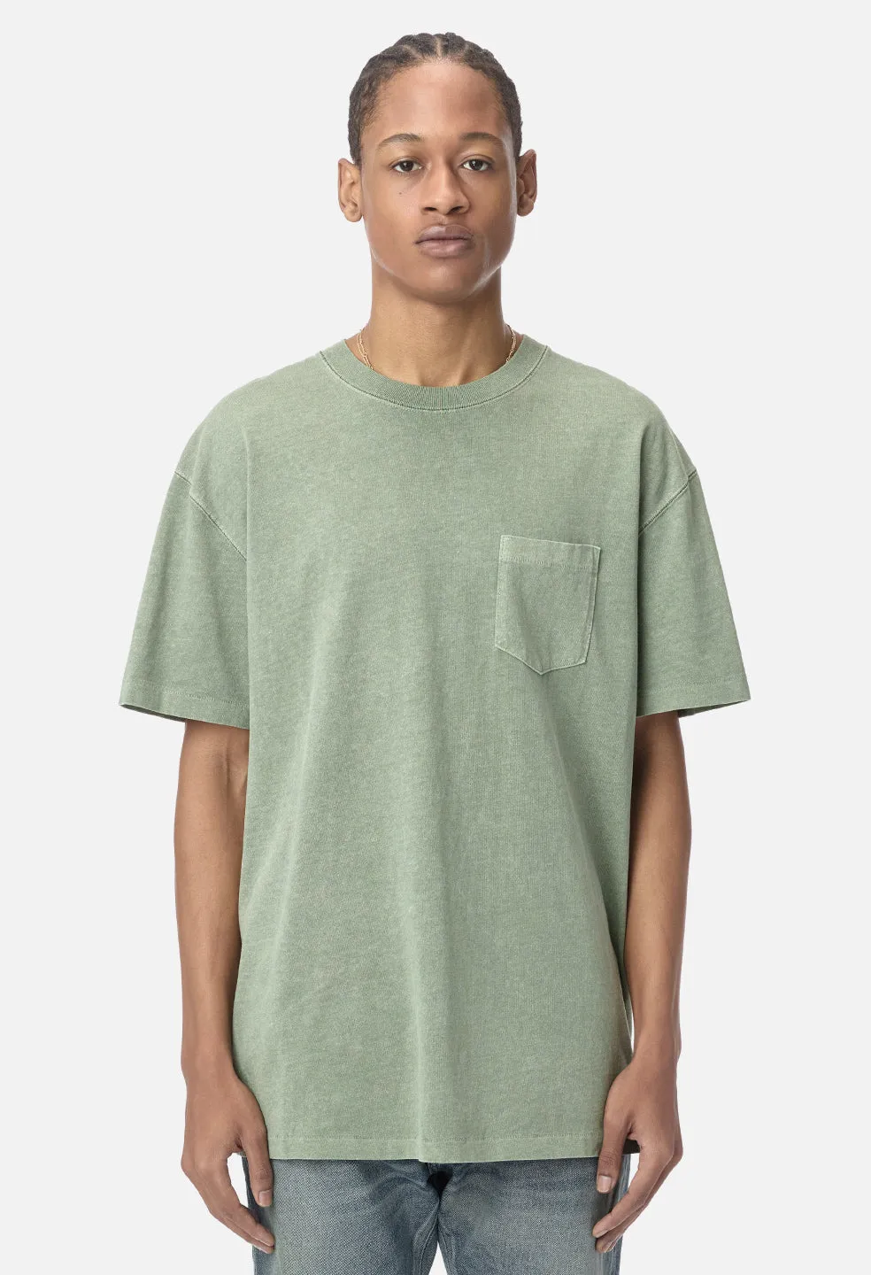 Loose Stitch Pocket Tee / Washed Olive