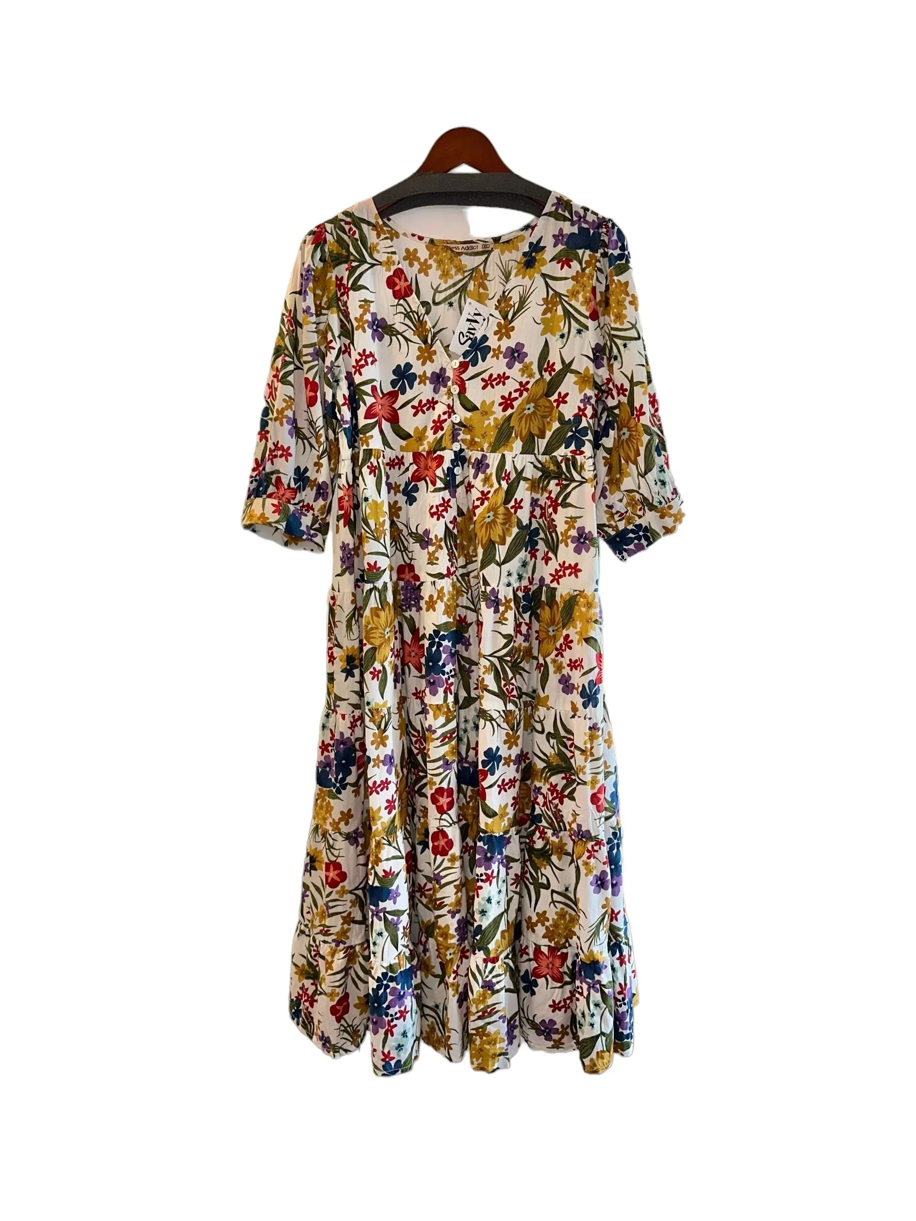 Love 3/4 Sleeve Floral Maxi Dress in multi by Dress Addict