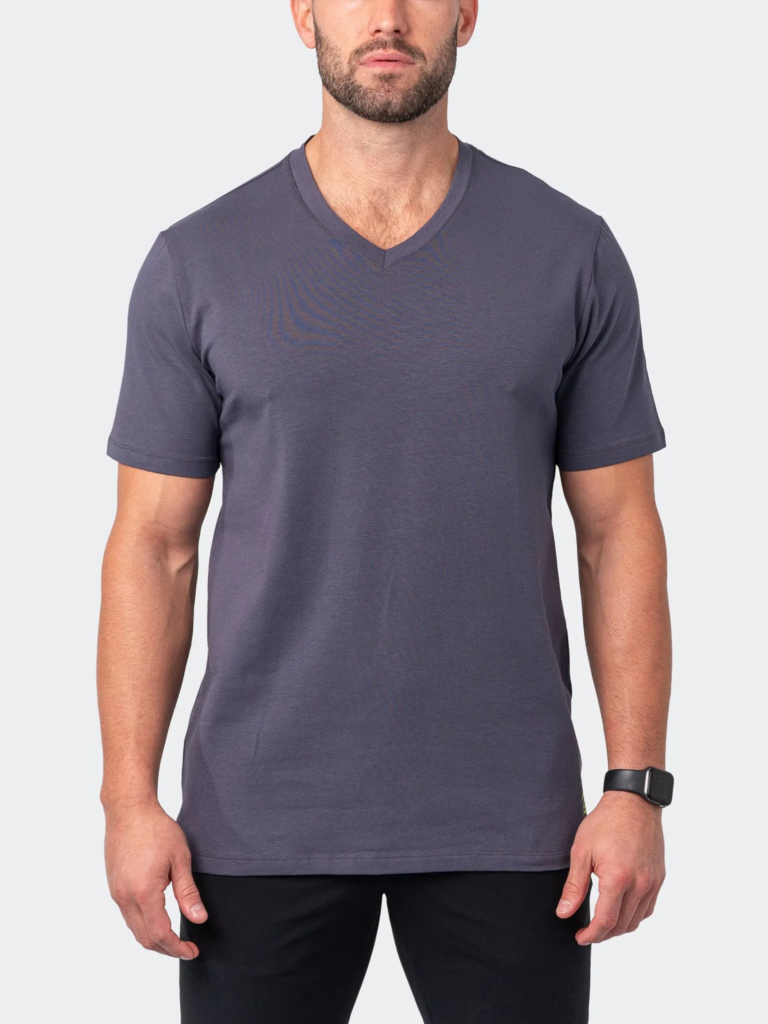 Maceoo Stretch Short-Sleeve Tshirts | V-Neck VivaldiCore Grey